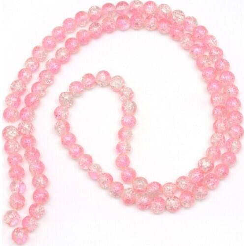 Baking Painted Crackle Glass Beads Strands Round For Jewelry Making DIY Bracelet Necklace