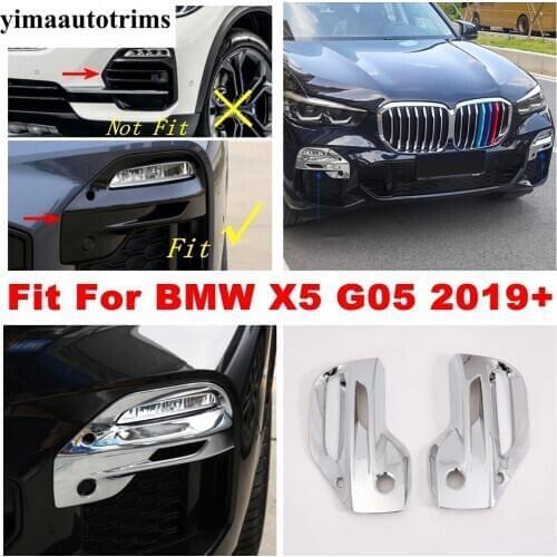 Front Bumper Fog Lights Lamps Frame Cover Trim ABS Shiny Style Exterior Refit Kit Accessories Fit For BMW X5 G05 2019 2020 2021