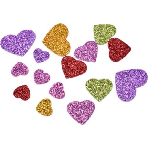 Colorful Heart Confetti Mixed Size Glitter Foam Heart Stickers DIY Scrapbooking Craft Kids Toy Party Decoration 45Pcs/Pack