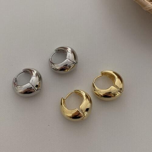 Retro Vintage Water Circle Cuff Earrings for Women Girl Gold Silver Color Round Dome Buckle Earcuffs Earring Piercing Jewelry