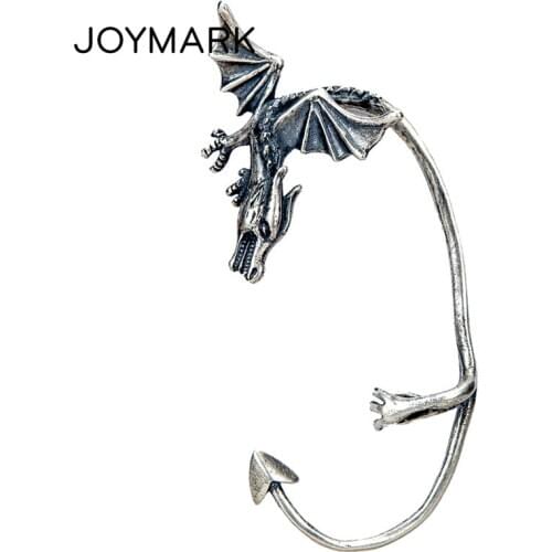No Pierced Thai Silver Dragon Ear Clip Fashion Punk Earrings Ear Cuff 925 Solid Silver Hip Hop Ear Jewelry Christmas Gift TSE440