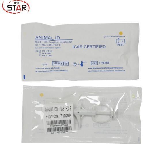 20pcs 2*12mm FDX-B ICAR number ISO11784/5 RFID implant chip syringe Animal microchip syringe for pet dog cat fish