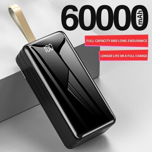 PINZHENG 60000mAh Power Bank For iPhone 12 LED Display Portable Charger External Battery PowerBank For Xiaomi Huawei Samsung