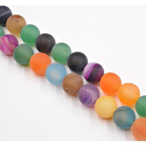 Natural Stone Matte Colorful Banded Stripe Onyx Agates Beads 4-12mm Loose Beads for Jewelry Making Bracelet DIY Free Shipping