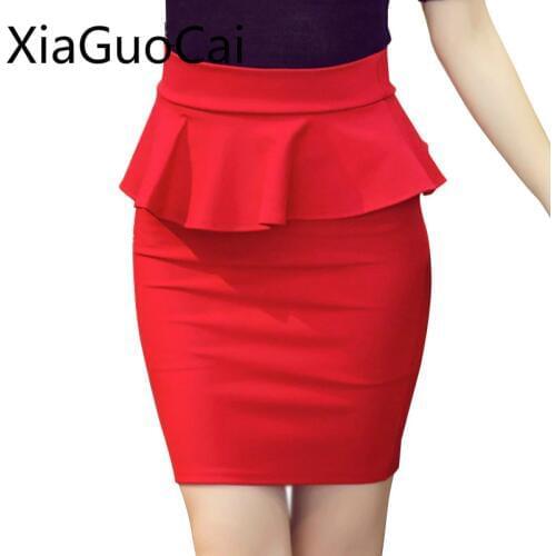 OL Brand Fashion Women Skirts High Waist Ruffles Female Skirts Summer Casual Skirts for Ladies Work Pencil Bottoms Plus Size 35