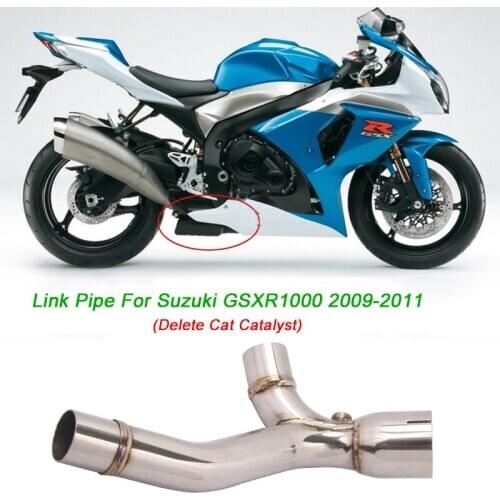 For Suzuki GSXR1000 2009 2010 2011 Exhaust Link Pipe Exhaust Middle Mid Tube Catalyst Deleted