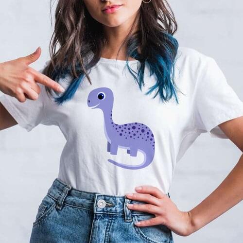 Funny Dino Printed Women T Shirts High Quality Creative Exquisite Style Printed Round Neck Popular Tshirt Tumblr Muje