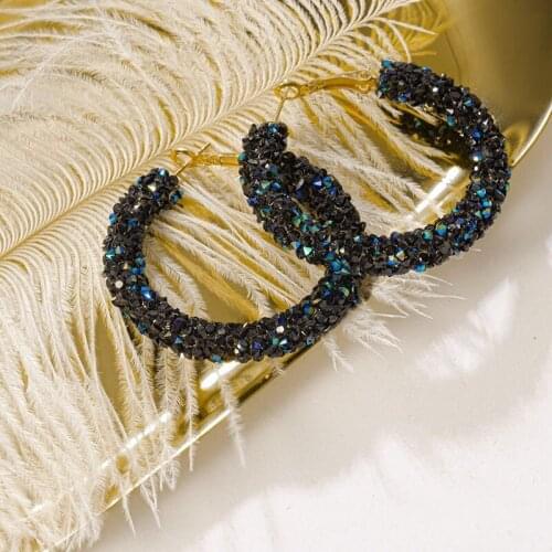 New Korean Statement Hoop Large Drop Earrings for Women Vintage Geometric Crystal Round Gold Dangle Earings 2020 Fashion Jewelry