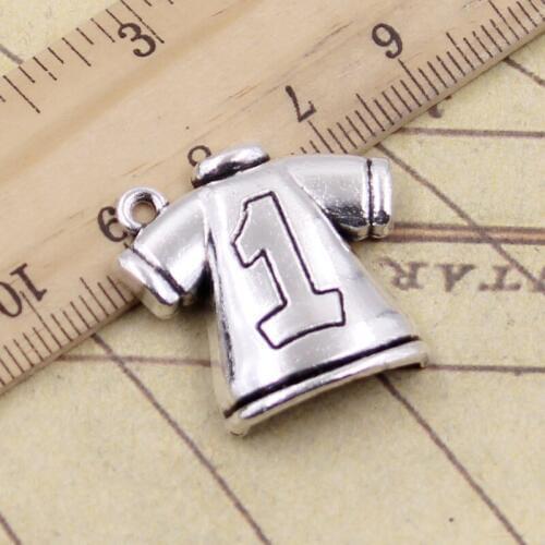 10pcs Charms No.1 Football Clothes 25x26mm Tibetan Bronze Silver Color Pendants Antique Jewelry Making DIY Handmade Craft