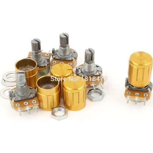 10pcs WH148 2K OHM Linear Taper Rotary Potentiometer 2KB B2K Pot w Knobs