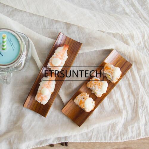 100pcs Wooden Plate Sushi Serving Tray Tableware Plate Towel Holder Dumplings Salad Kitchen Restaurant Home Supplies