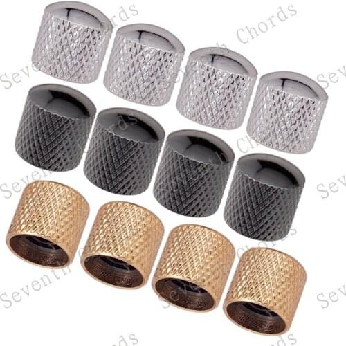 12 Pcs Electric Bass Guitar Dome Knobs - Volume Tone Buttons - Chrome- Black - Gold For Choose