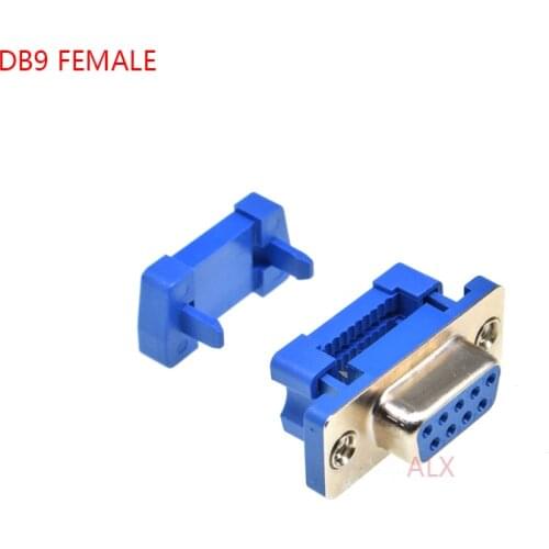 5PCS inner buckle DB9 feMALE serial port CONNECTOR IDC crimp Type D-Sub RS232 COM CONNECTORS 9pin 9p Adapter FOR ribbon cable