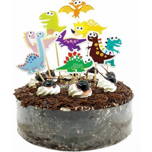 9pcs Dinosaurs Cupcake Topper Animals Happy Birthday Cake Topper For Baby Shower Kids Birthday Dinosaurs Party Cake Decorations