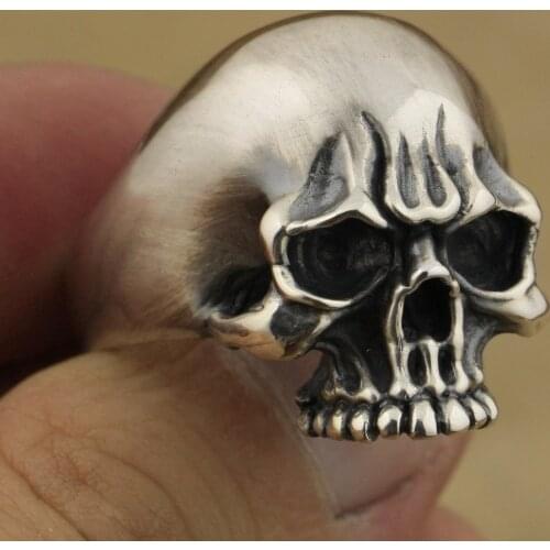 925 Sterling Silver Handmade Mens Biker Rock Punk Skull Ring TA60 US Size 7~15