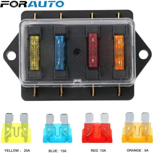 Block & Warning Indicator 12V/24V+4 Way Fuse For Auto Car Marine Trike Plastic Cover 4 Ways Blade Fuse Block Fuse Box Holder