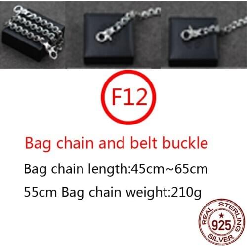 F12 S925 sterling silver bag chain trousers chain cross flower letter double circle shape personality fashion retro tide brand