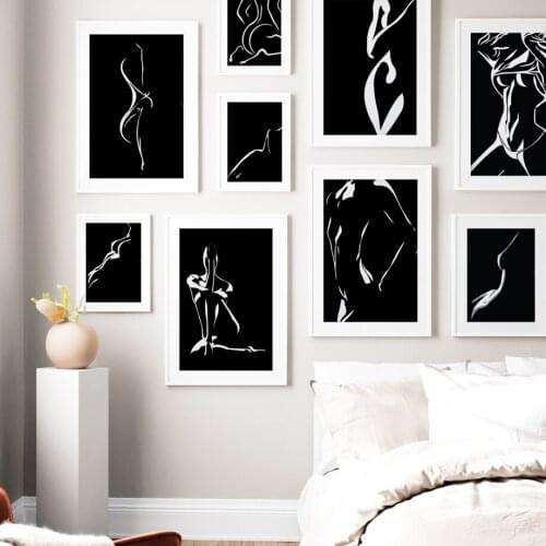 Black White Sexy Woman Body Art Print Nordic Poster Modern Abstract Wall Art Canvas Painting Wall Pictures For Living Room Decor