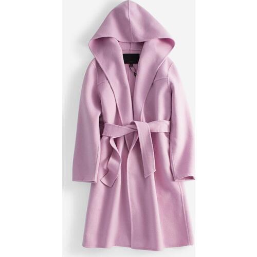 Double face 100%woolen womens fashion hooded belt cardigan overcoat no-buckle mid-long 5color S/M/L/XL