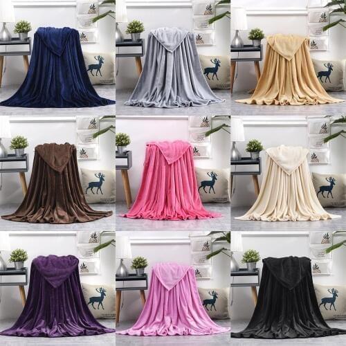 Flannel Solid Color Blanket Double Layer Thickened Warm Soft Throw Blanket Office Lunch Break Blanket Bed Blanket Bed Sheet