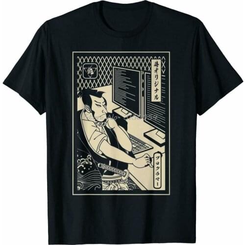 Programmer Samurai Warrior As Computer Programmer Funny Black T-Shirt Men Cotton O-neck Tshirt Funny Tees Harajuku