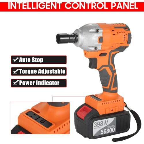 Cordless Brushless Impact Wrench 1/2 Inch 380Nm High Torque 2 x 4.0A Li-ion Battery Variable Speed Fast Charger Carry Box Socket