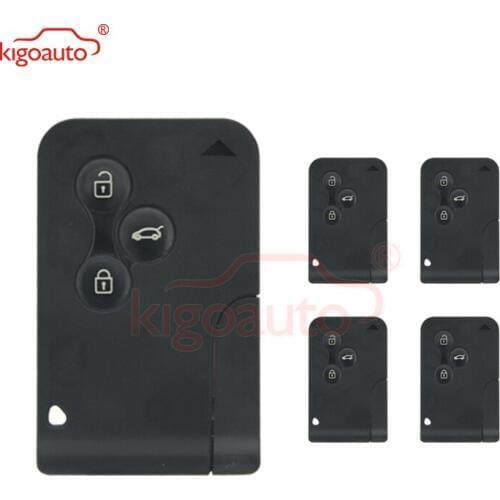 Kigoauto 5pcs smart key card 3 Button For Renault Clio Logan Megane 2 3 Koleos Scenic Card cover Black remote Key Fob Shell