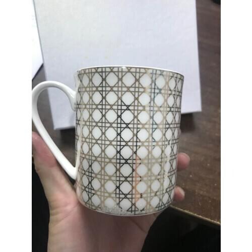 Ins Gold Rimmed Mug With Lid Spoon Light Luxury Creative Personality Trend Water Cups Household Ceramic Coffee Cup