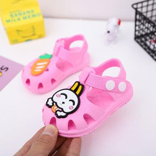 Summer Baby Boy Girl Beach Rabbit Sandals Children Pvc 15-24 1-3Years Pink Yellow Light Blue P17