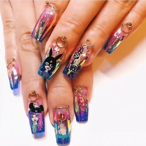 Newest Fashion Morden lady pattern back glue nail sticker template nail decals decorations wraps HL98