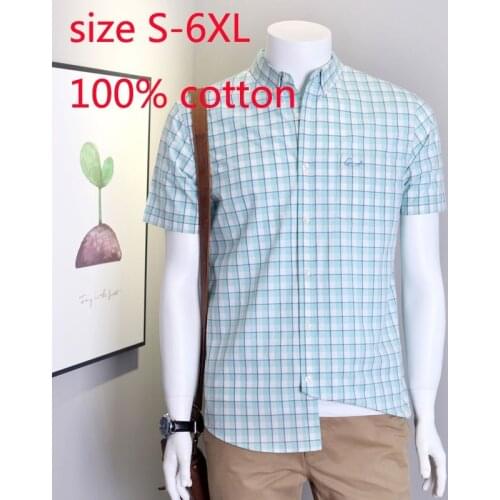 New Arrival Men Shirt Spring And Summer Casual 100% Cotton Short Sleeve Fashion Large Casual Shirts Plus Size S-2XL3XL4XL5XL6XL