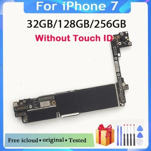 Original unlocked for iphone 7 Motherboard + IOS System,Free iCloud for iphone 7 Circuit board without Touch ID,32GB 128GB 256GB