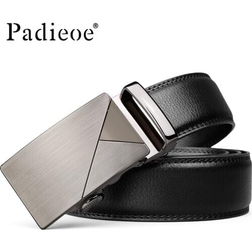 Padieoe men belt leather long luxury fashion automatic belt retro