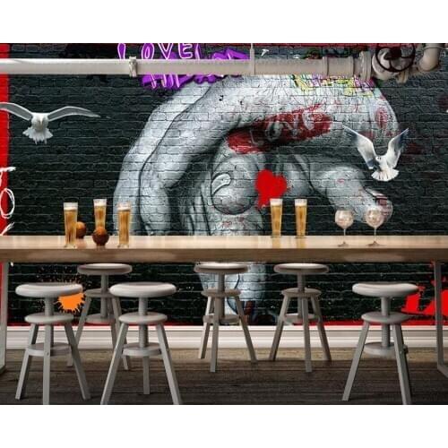 CJSIR Custom Wallpaper European and American Style Graffiti Brick Wall TV Background Wall Home Decoration Mural 3d Wallpaper