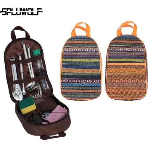 Camping Cutlery Kitchen Cooking Utensil Organizer Storage Bag Cookware Portable Outdoor Travel