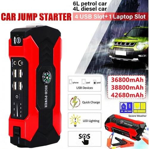 Genuine 12v 36800mah Car Jump Starter Power Pack Portable Car Battery Booster Charger 12V Starting Device Diesel Car Starter