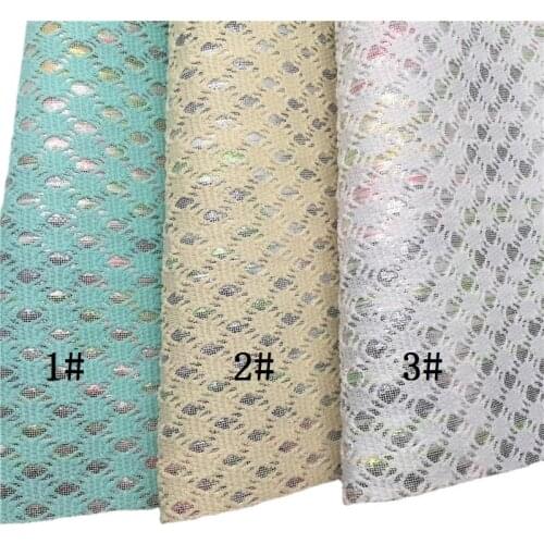 LEOsyntheticoDIY Iridescent Lace Synthetic Leather Color Changing Stretch Crushed Fabric for DIY BOWS 21X29CM R156A