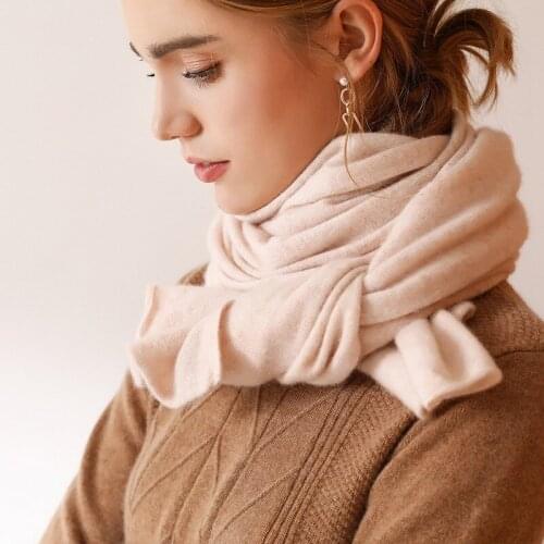 Natural 100% Cashmere Scarf Women Winter New Style Universal Pure Color Warm Soft Shawl Knitted Men Cashmere Scarf