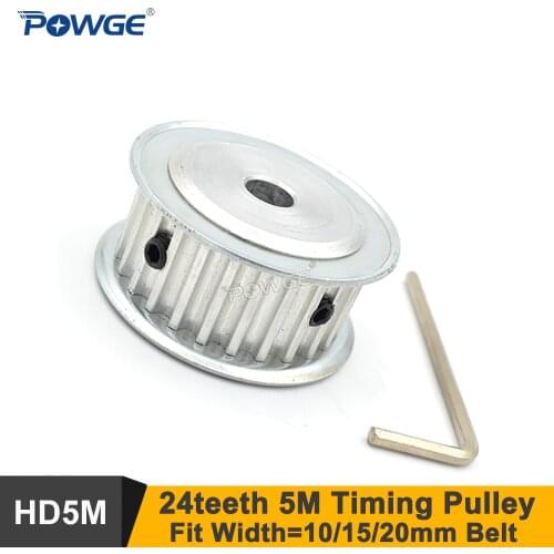 POWGE 24 Teeth 5M Synchronous Pulley Bore 6-20mm Fit W=15/20/25mm 24T 24Teeth HTD 5M Timing Belt Pulley 24-5M AF