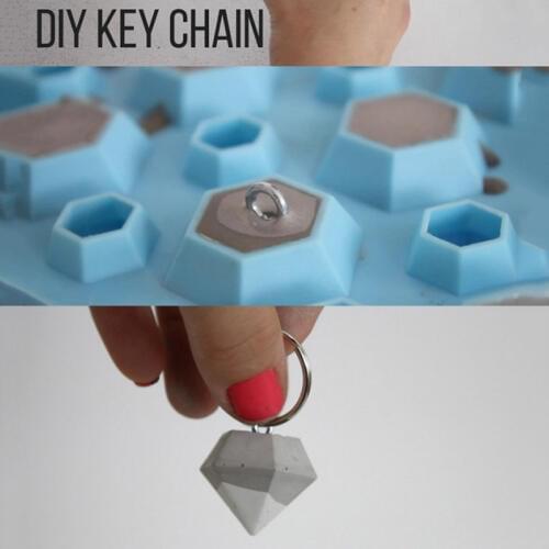 DIY Key Chain Concrete Molds ,Silicone Diamond design molds ,Pendant Diamond Resin molds
