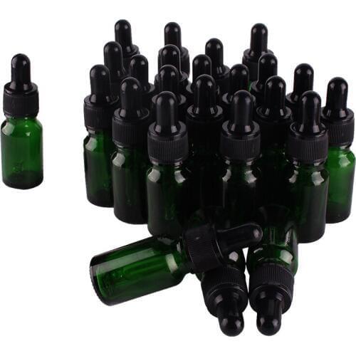 24pcs 10ml Empty Green Glass Dropper Bottle with Pipptte for essential oils aromatherapy liquid