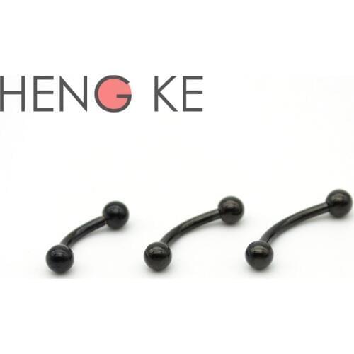 Titanium Anodized Eyebrow Ring Lip Hoop Tragus Eyebrow Labret Ring STEEL CURVE BAR PIERCING JEWELRY 2.5mm Ball Black