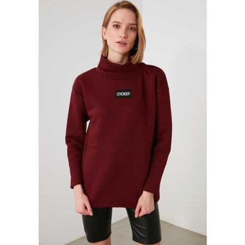 Trendyol Printed Beli Shirred Knitted Sweatshirt TWOAW21SW0393