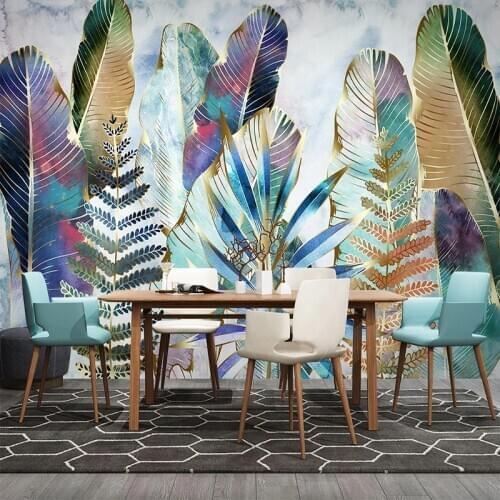 Tropical Plant Leaves Banana Leaf Mural Wallpaper Wall Covering Custom Photo Wall Paper For Living Room Bedroom TV Background 3D