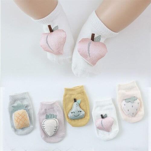 Spring Cotton Baby Socks Baby Girls Boys Rubber Anti Slip Floor 3D Fruit Kids Toddlers Autumn Newborn Cute Infant Gift Socks