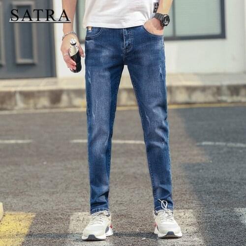 SATRA 2021 Spring New Arrival High Quality Classic Elastic Jeans Men,Mens Fashion Pencil Jeans ,Casual Slim Jeans Men