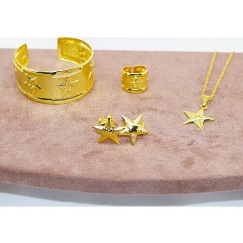 Conjuntos de joias de dubai para bebês meninas cor de ouro estrela brincos conjuntos de joias nupciais árabes africanas