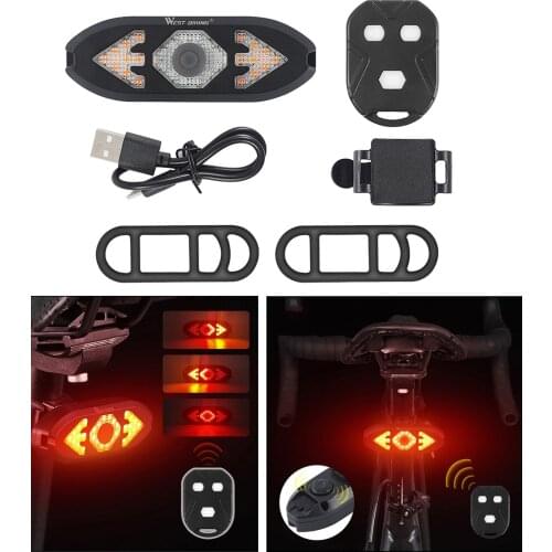 5 Modes Bike Tail Light Turn Signals Wireless Remote Control Mountain Bike Tail Light Waterproof Bicycle Flashing Taillight