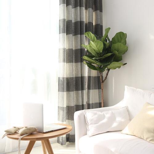 Chicity Double Color Plaid Curtains For Livingroom Soft Faux linen curtain for bedroom Home Deocr Curtain for kitchen Customized