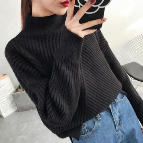 Women Sweaters Autumn Winter Mock Neck Sweater Elastic Striped Knitted Sweater Pullover Bottoming Top Women Pullovers Sweaters